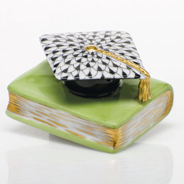 Herend Decorative Graduation Cap - Key Lime/Black