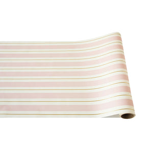 Hester & Cook Pink & Gold Awning Stripe Paper Table Runner